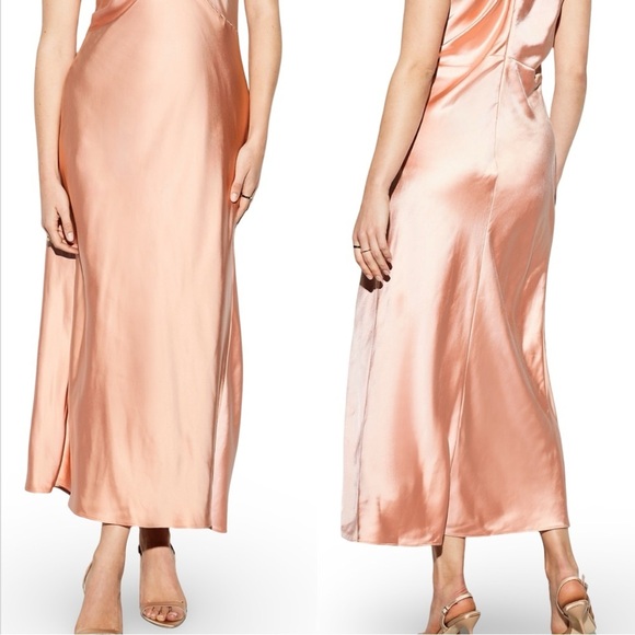 NWTS💓THE OCCASION XL💓ELITE LINE PINK BLUSH SATIN FLUTTER SLEEVE FITTED MIDI MAXI - Picture 5 of 16